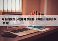 专业的微信小程序开发价格（微信小程序开发 费用）