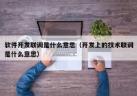 软件开发联调是什么意思（开发上的技术联调是什么意思）