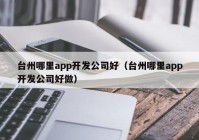 台州哪里app开发公司好（台州哪里app开发公司好做）