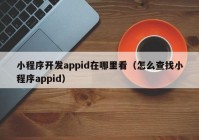 小程序开发appid在哪里看（怎么查找小程序appid）