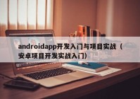 androidapp开发入门与项目实战（安卓项目开发实战入门）