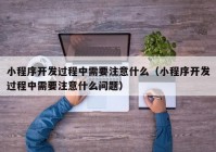 小程序开发过程中需要注意什么（小程序开发过程中需要注意什么问题）