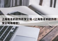 上海有名的软件开发公司（上海有名的软件开发公司有哪些）